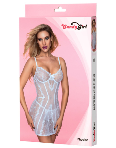 Белое кружевное платье и трусики-стринги Candy Girl Phoebe L/XL фото 4