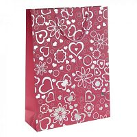 Подарочный пакет Сердечки розовый 28 х 38 см