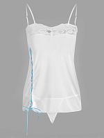 Белая сексуальная сорочка с голубой шнуровкой S