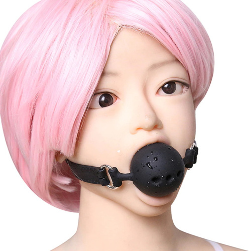 Кляп-шар из медицинского силикона черного цвета L фото 6