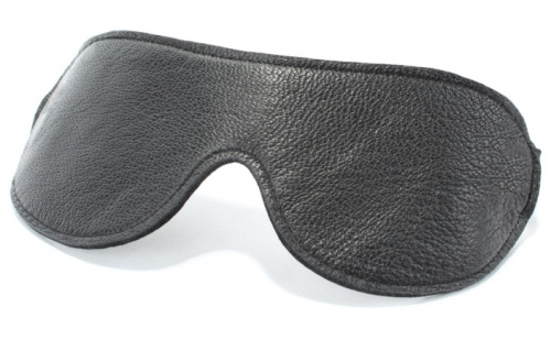 Черная маска на глаза из натуральной кожи фото 2