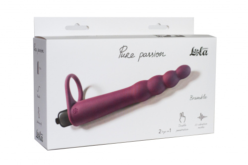 Вибронасадка для двойного проникновения Pure Passion Bramble бордовая фото 3