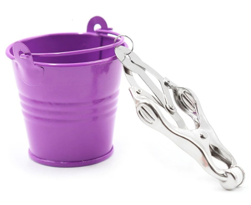 Серебряные клипсы на соски с фиолетовыми ведерками фото 6