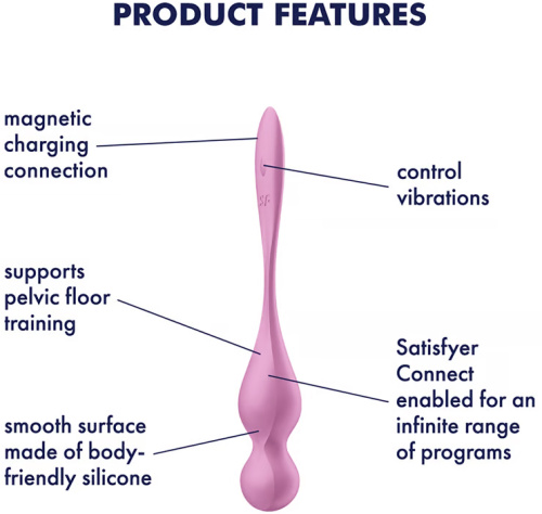 Вагинальные смарт-шарики с вибрацией Satisfyer Love Birds 1 розовые фото 5