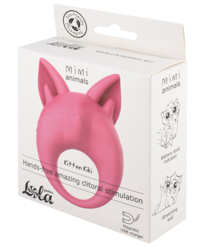 Перезаряжаемое кольцо для клиторальной стимуляции Mimi Animals Kitten Kiki Pink фото 8