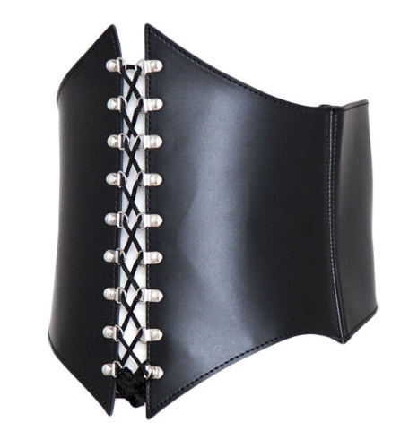 Черный корсет на шнуровке с открытой грудью фото 2