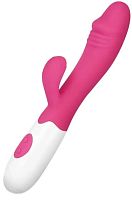 Вибратор с клиторальным стимулятором розовый Demo