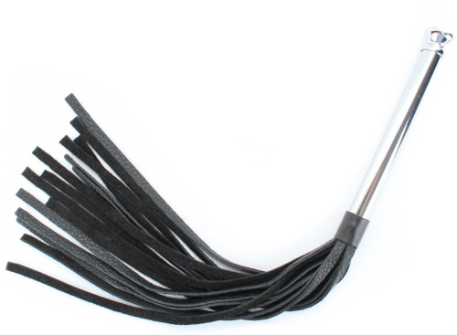 Кожаная плеть с металлической ручкой 16 см фото 2