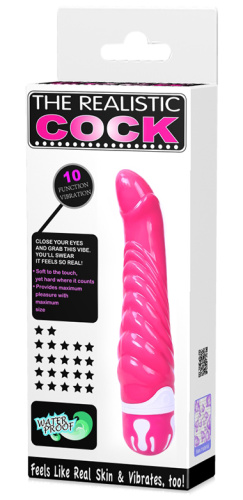 Рельефный вибратор The Realistic Cock розовый 22 см фото 8