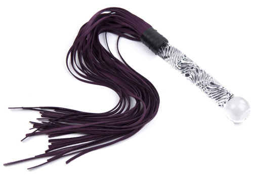 Замшевая плеть фиолетового цвета с прозрачной рукоятью 68 см фото 2