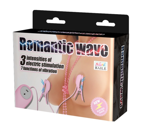 Зажимы для сосков с электростимуляцией и вибрацией Romantic Wave розовые фото 8