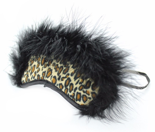 Леопардовая маска для глаз с черным мехом фото 2