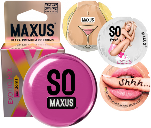 Презервативы в металлическом кейсе Maxus №3 Exotic Mix экзотический микс