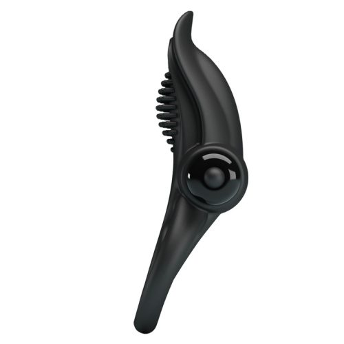 Двойное эрекционное виброкольцо Pretty Love Vibrant Penis Ring с язычком черное фото 4