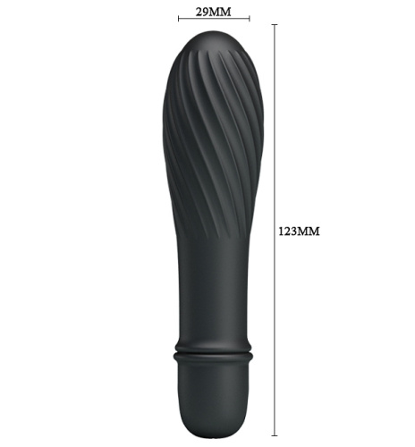 Классический мини вибратор с ребристой поверхностью Solomon черный фото 5