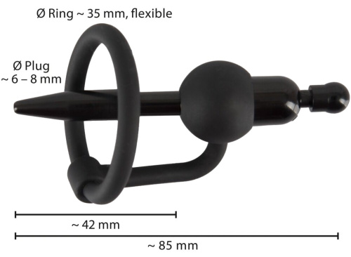 Пластиковый уретральный виброплаг с силиконовым кольцом под головку Penis Plug фото 5