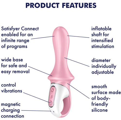 Расширяющийся анальный смарт-вибратор Satisfyer Air Pump Booty 5+ розовый фото 2