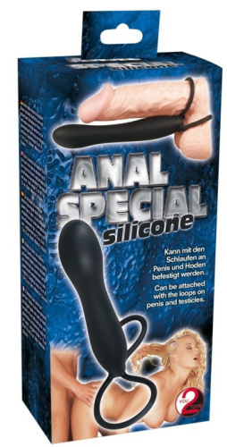 Черная насадка для двойного проникновения Anal Special фото 5