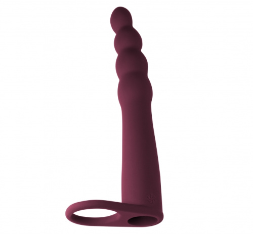 Вибронасадка для двойного проникновения Pure Passion Bramble бордовая фото 2