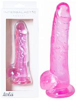 Прозрачный фаллос с мошонкой Intergalactic Rocket Pink 19 см