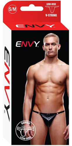 Глянцевые мужские V-стринги Envy черные S/M фото 4