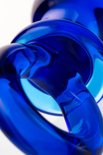 Синяя анальная втулка из стекла Sexus Glass фото 5