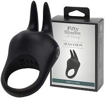Эрекционное виброкольцо Fifty Shades of Grey Sensation с клиторальным стимулятором черное