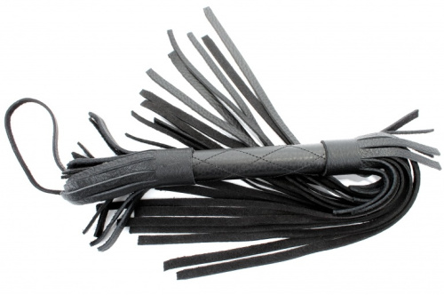 Небольшая черная плеть из натуральной кожи 45 см фото 2