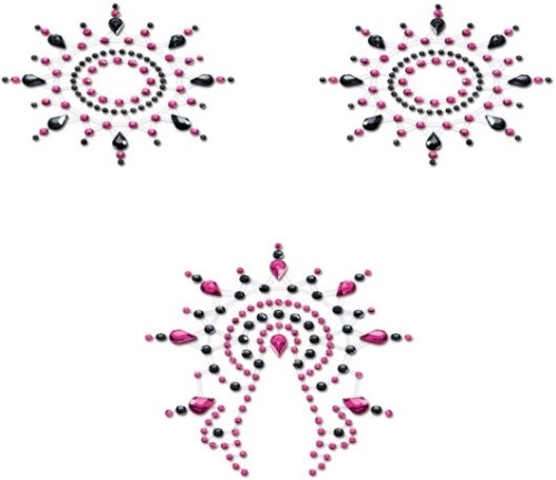Пэстисы Breast and Pubic Jewelry черные и розовые Crystal Sticker