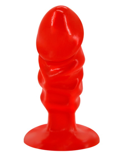 Красный анальный фаллос с присоской 12 см фото 2
