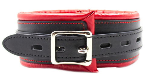 Бондажная распорка с ошейником и наручниками черно-красного цвета фото 3