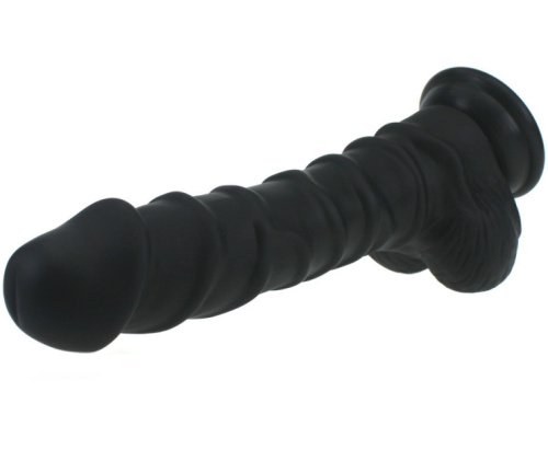 Рельефный фаллоимитатор черного цвета X-Men 22 см фото 3