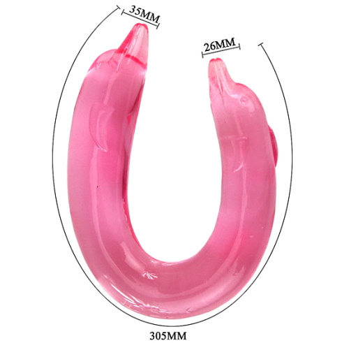 Двухголовый фаллоимитатор Double Dolphin розовый фото 5