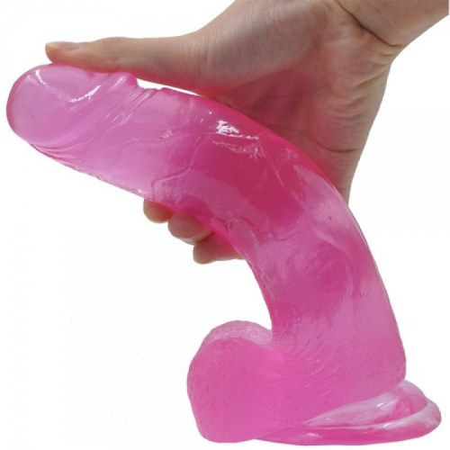 Фаллос на присоске Jelly Studs Crystal Dildo Large розовый 20 см фото 3