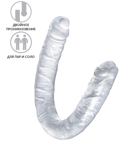 Двухголовый прозрачный фаллоимитатор Toyfa Double Dildo 40 см фото 2