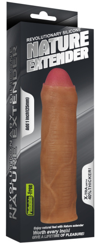 Удлиняющая закрытая насадка Revolutionary Silicone Nature Extender мулат + 4 см фото 6