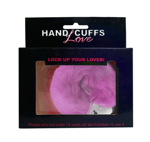 Металлические наручники с мехом розовые фото 2