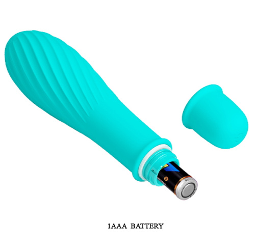 Классический мини вибратор с ребристой поверхностью Solomon бирюзовый фото 6