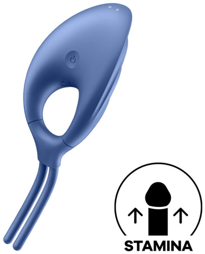 Эрекционное кольцо-лассо с вибрацией Satisfyer Swordsman синего цвета фото 2
