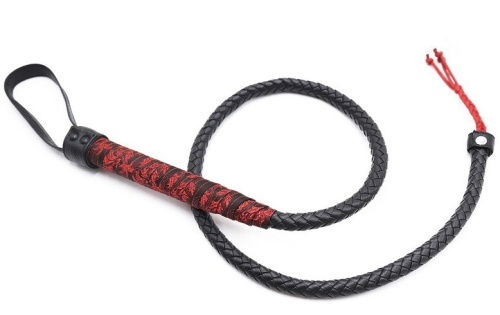 Черно-красный кнут с узорами 84 см фото 5