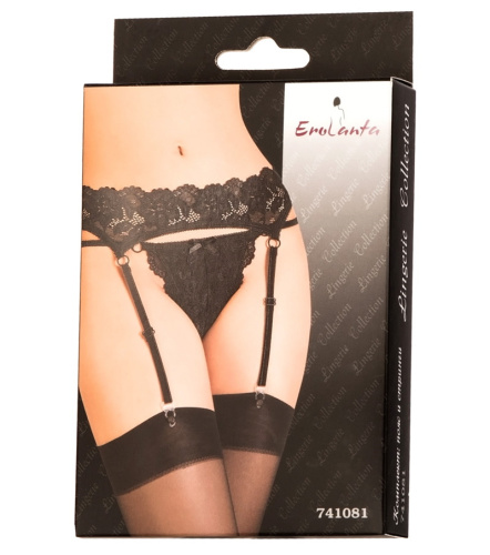 Эротический комплект: пояс для чулок и трусики кружевные черные фото 5