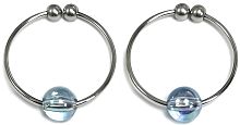 Клипсы-колечки для сосков с голубыми бусинами Silver Nipple Rings