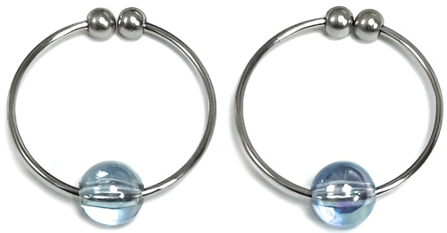 Клипсы-колечки для сосков с голубыми бусинами Silver Nipple Rings