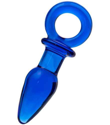 Синяя анальная втулка из стекла Sexus Glass фото 4