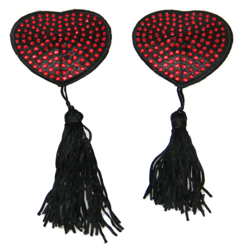 Пэстисы-сердечки со стразами и кисточками фото 3