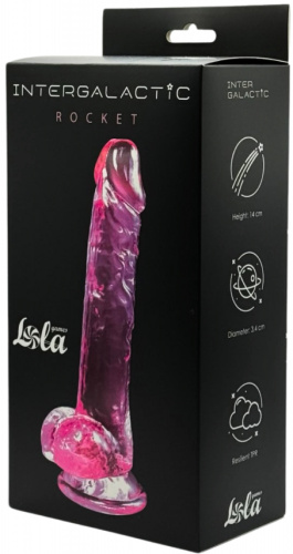 Прозрачный фаллос с мошонкой Intergalactic Rocket Pink 19 см фото 5