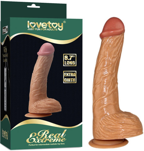 Фаллоимитатор на присоске с розовой головкой Real Extreme Extra Girth