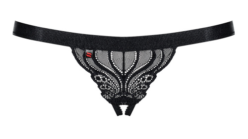 Пикантные черные трусики-стринги с открытой промежностью S/M фото 3