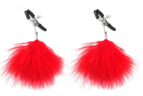 Зажимы на соски с красными перышками фото 3