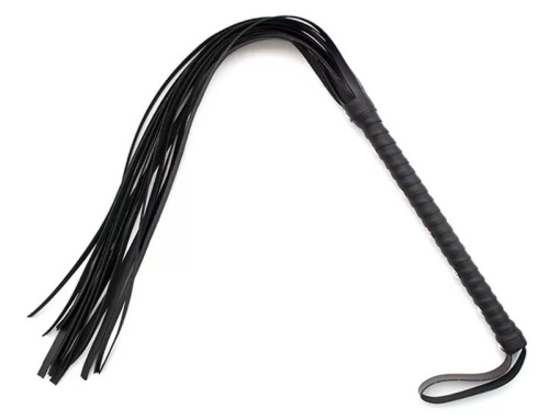 Классическая черная плеть с удлиненной рукояткой 60 см фото 2